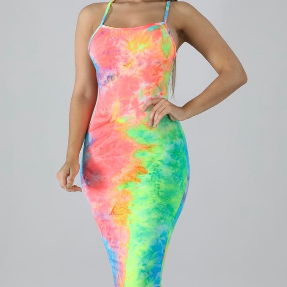 Neon Tie Dye Dress - Picture 4 of 5